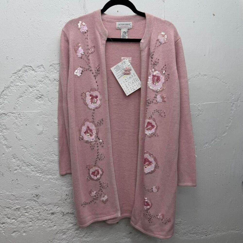 Valentines Day Spring Y2K Granny Grandma Core Floral Sequin Silk Cardigan Duster